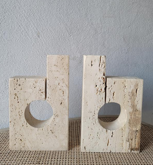 Vintage Travertine Bookends