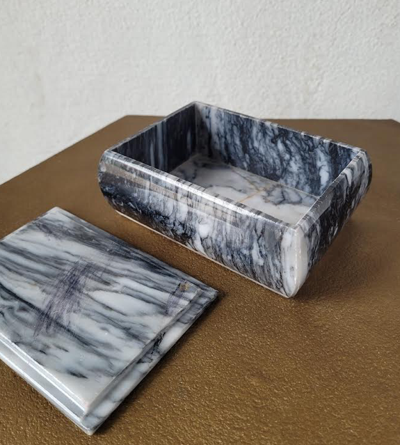 Grey Marble Box  With Lid