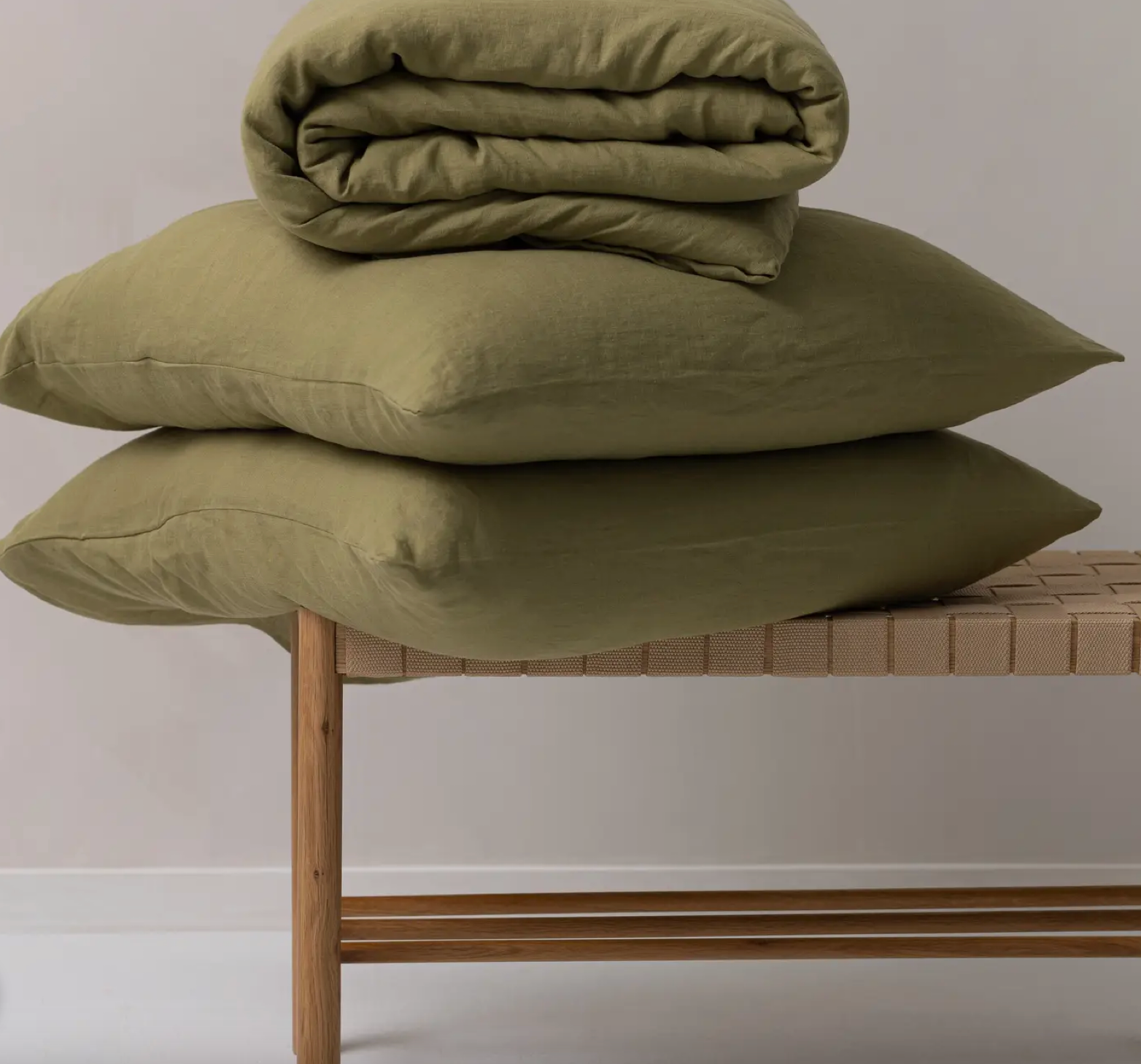 Linen Bedding Olive