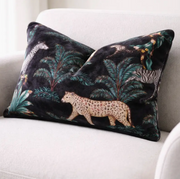 Black Velvet Jaguar Lumbar Pillow