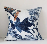 White Blue Owl Cushion