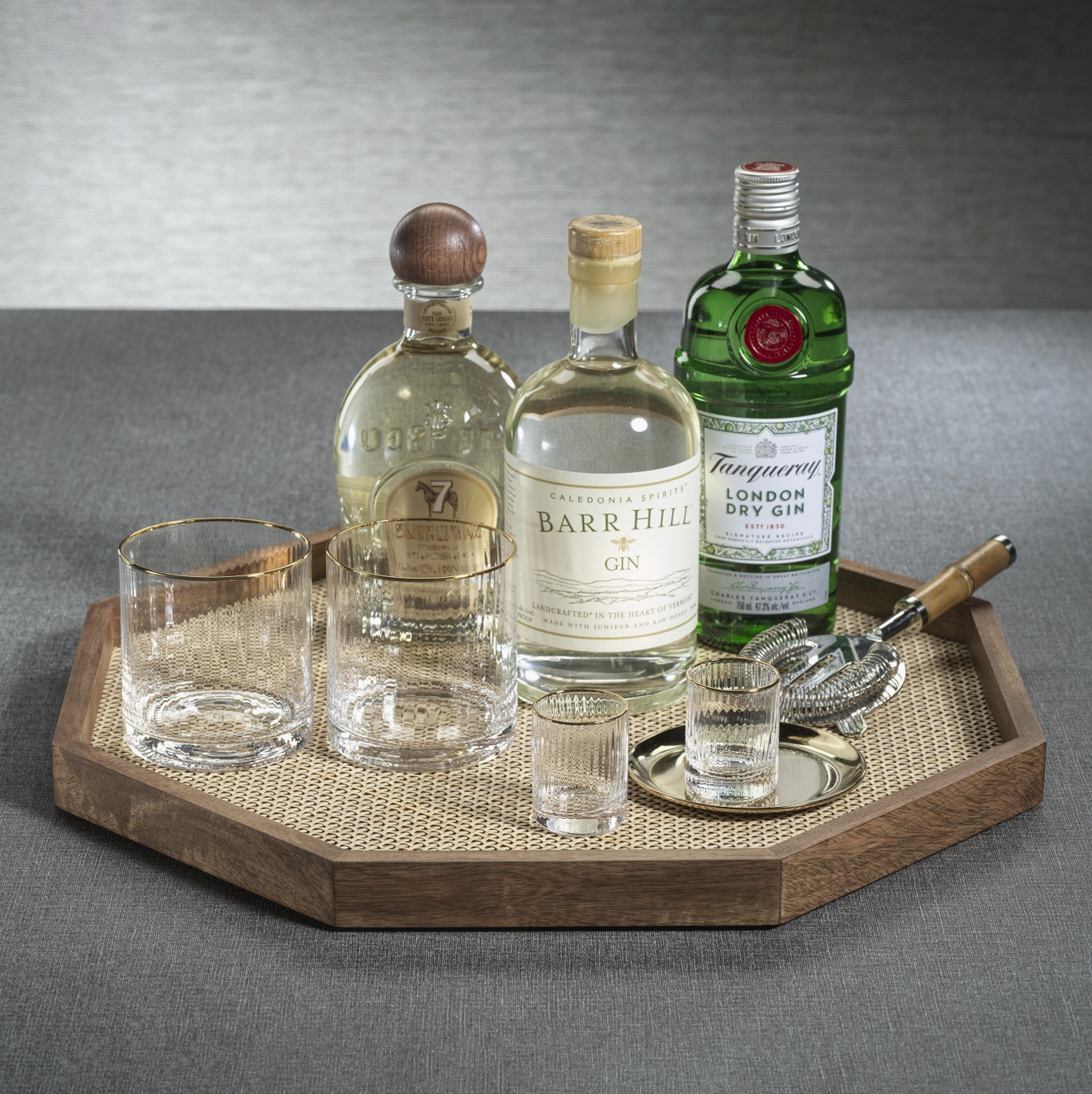 Octagon Rattan Tray