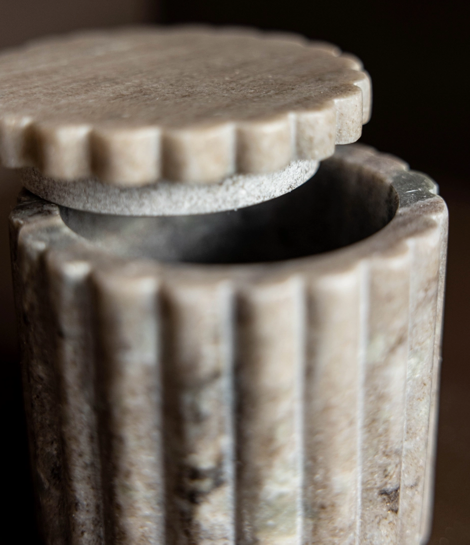 Marble Fluted Jar