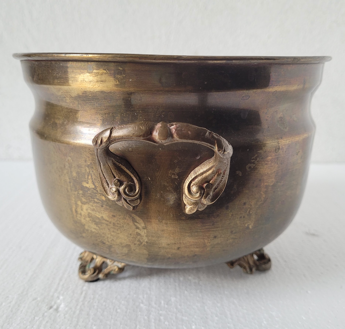 Footed Brass Pot