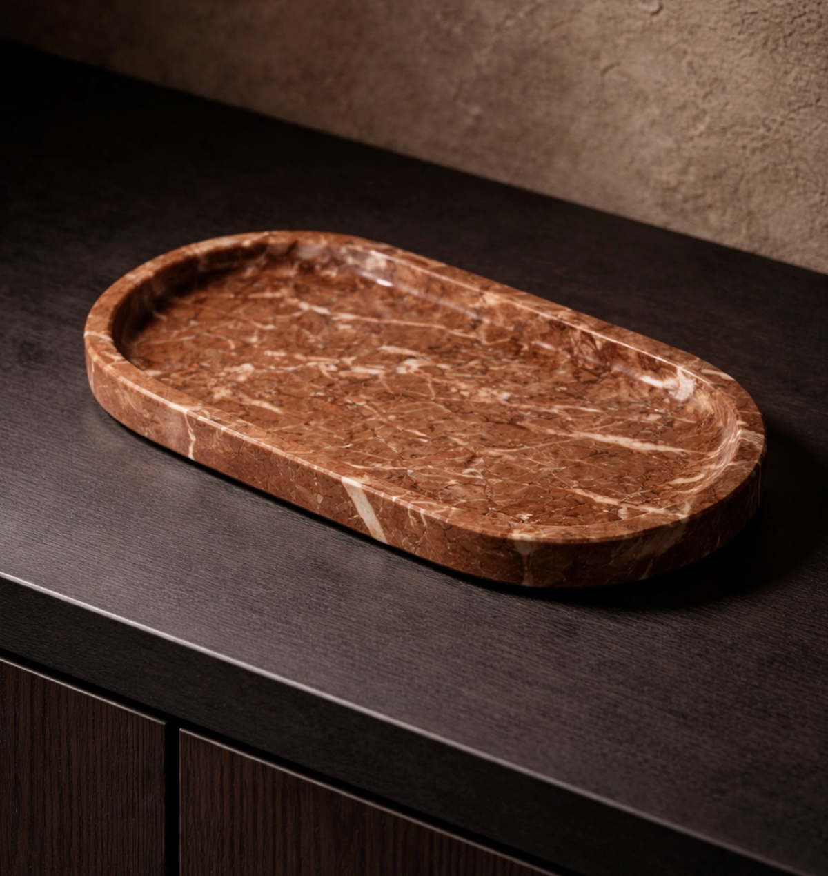Red Marble Tray Oval