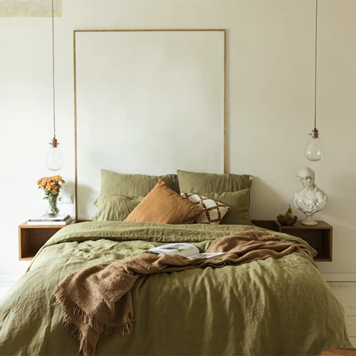 Linen Bedding Olive