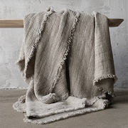 Linen Waffle Fringed Throw