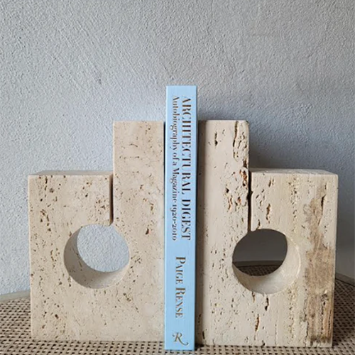 Vintage Travertine Bookends